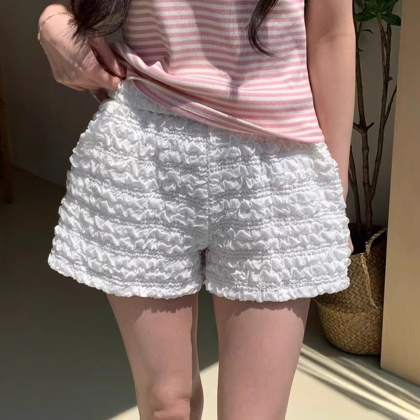 Fashionable Chic Casual Pants Women's Chic Design Pleated Three-Dimensional Sweet Age-Reducing Shorts with Pockets