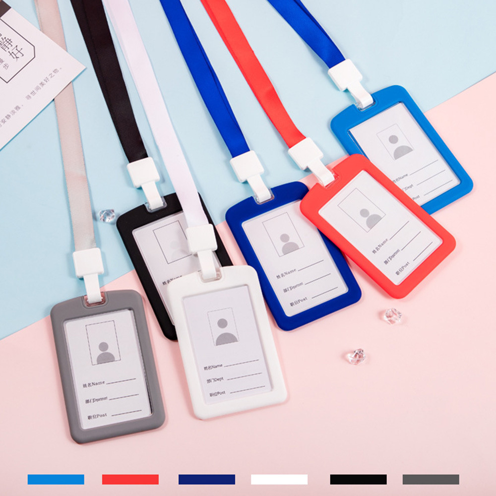 跨境专供硅胶厂牌批发硅胶证件卡套挂绳印字公交卡学生校园卡套