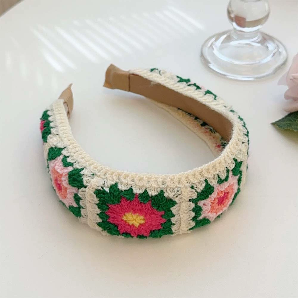 Headband, embroidered Chinese-style floral fresh hair accessory, universal fit, 8×8×1 cm
