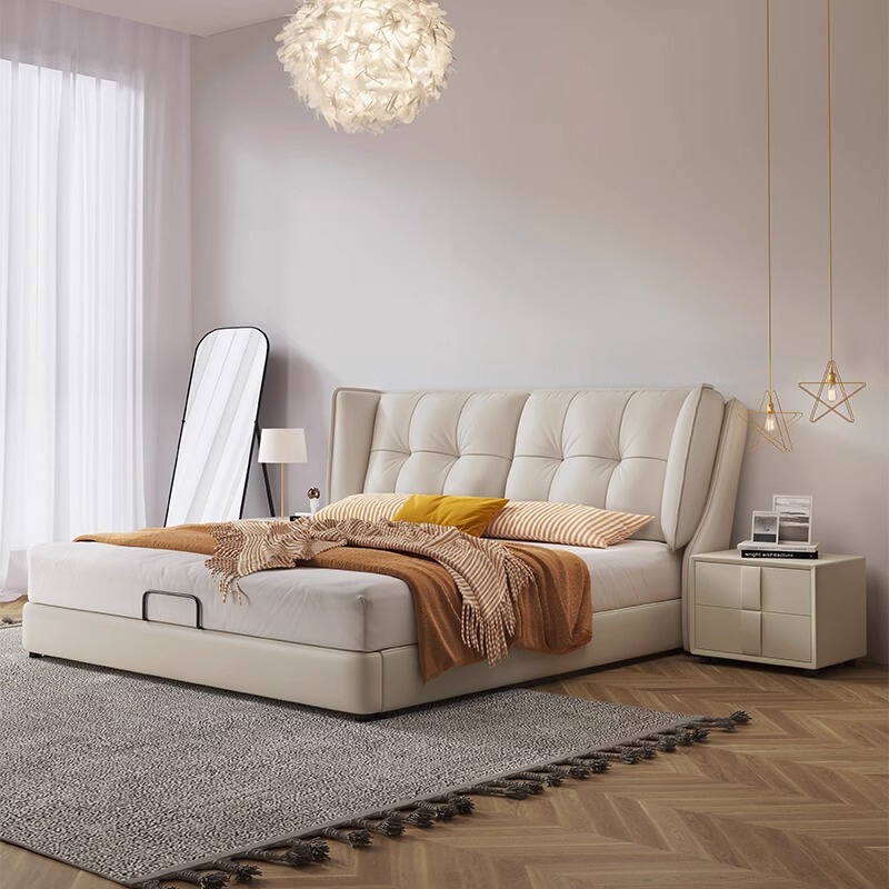 Special offer bed leather double bed master bedroom light luxury 1.8m cream wind bed modern simple soft bag storage wash-free wedding bed