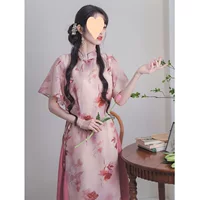 Ретро улучшенное платье Cheongsam с талией в этническом стиле, новое летнее темпераментное молодое платье в китайском стиле
