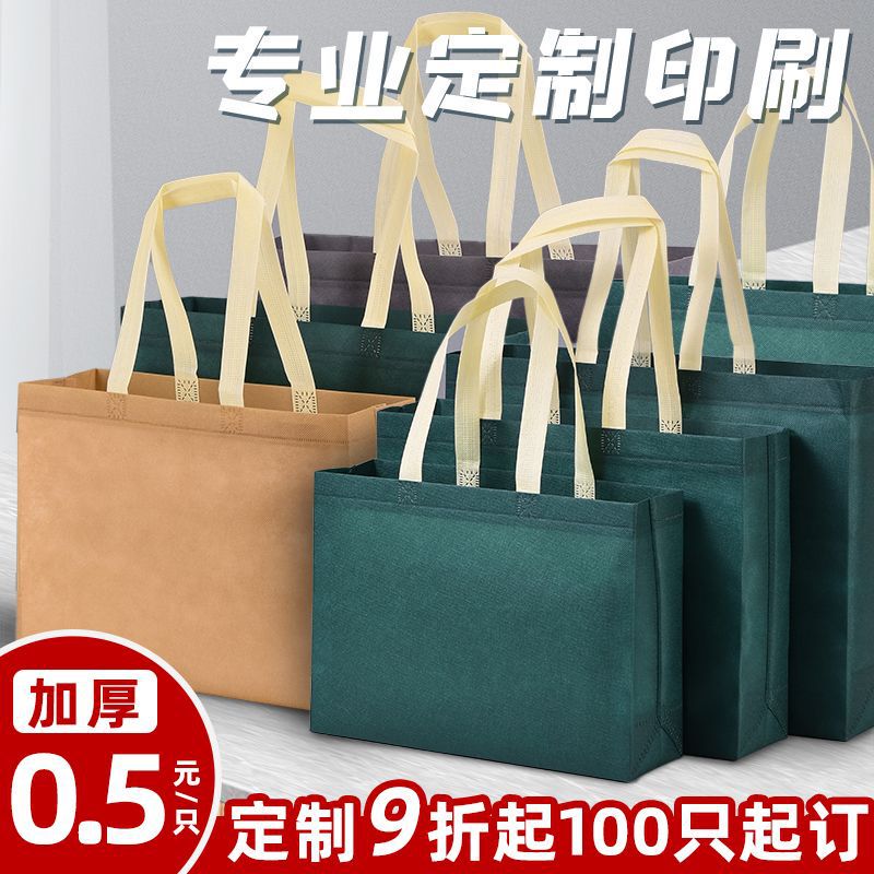 in stock Internet Celebrating Non-woven Handbag Advanced Sense Customized Fixed Print Logo Plus Hidden Button Non-woven Fabric Laminated Bag Large Size