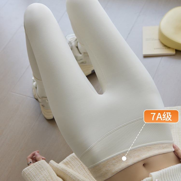 Cashmere Shark Pants for Women, White, Autumn and Winter, High-Waisted, Tummy Control, Yoga Fitness Pants, Thickened, Warm Leggings for Outerwear