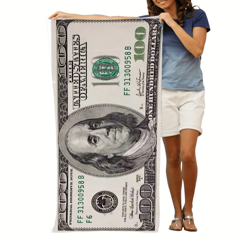Cross-Border E-Commerce Seaside Sun Protection Dollar Euro Beach Double-Sided Velvet Bath Towel Quick Towel Absorbent Beach Shawl Cross-Border E-Commerce Seaside Sun Protection Dollar Euro Beach Double-Sided Velvet Bath Towel Quick Towel Absorbent Beach Shawl