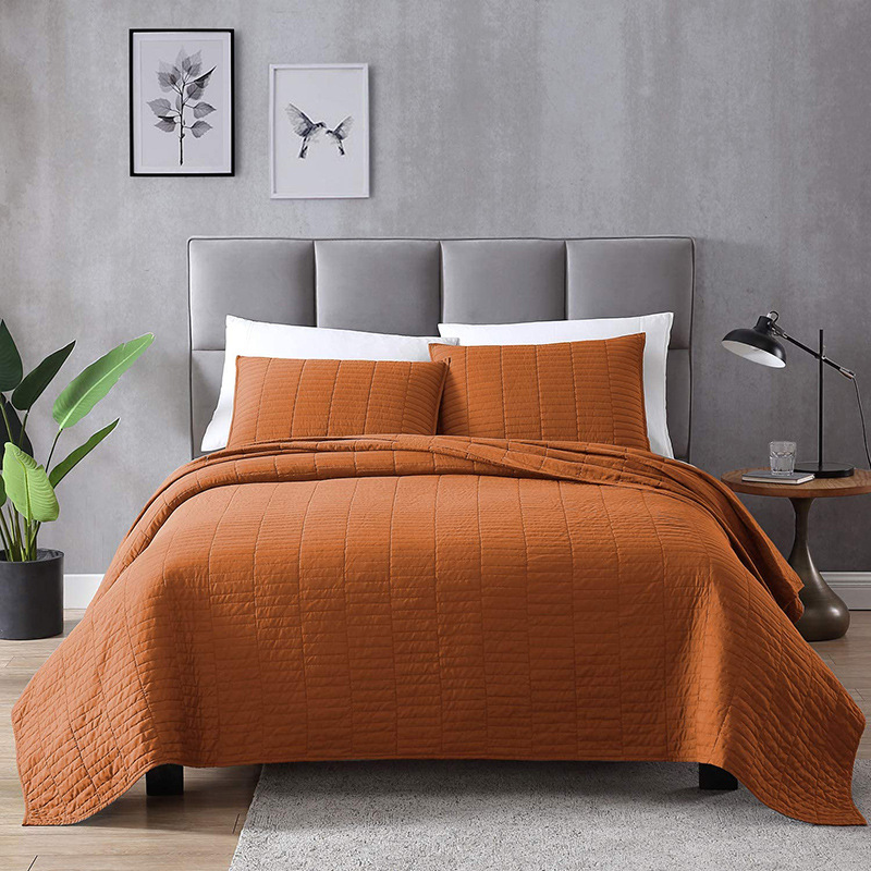 跨境外贸床盖绗缝被三件套美国亚马逊床上用品床罩加工厂定制wish