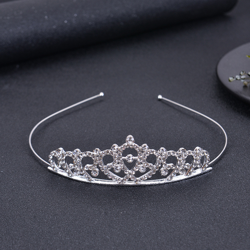 Diadema de corona de diamantes de imitación para niños, peine para el cabello, accesorios para el cabello para niñas, espectáculo de vacaciones para bebés, tocado de novia, cristal chapado en oro