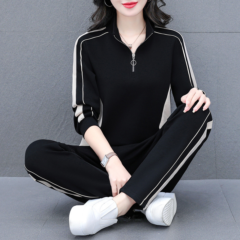 Half-Zip Sportswear Suit for Women 2025 New Casual Sweatshirt Spring & Fall Running Two-Piece Fashionable Sportswear Half-Zip Sportswear Suit for Women 2025 New Casual Sweatshirt Spring & Fall Running Two-Piece Fashionable Sportswear