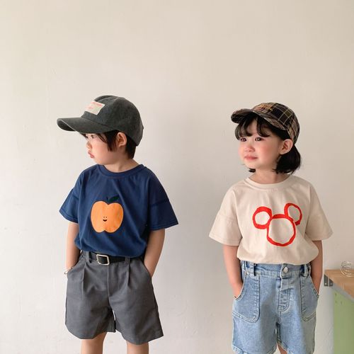 Children's short-sleeved T-shirt boys pure cotton summer Korean cartoon print little girl  new baby T-shirt