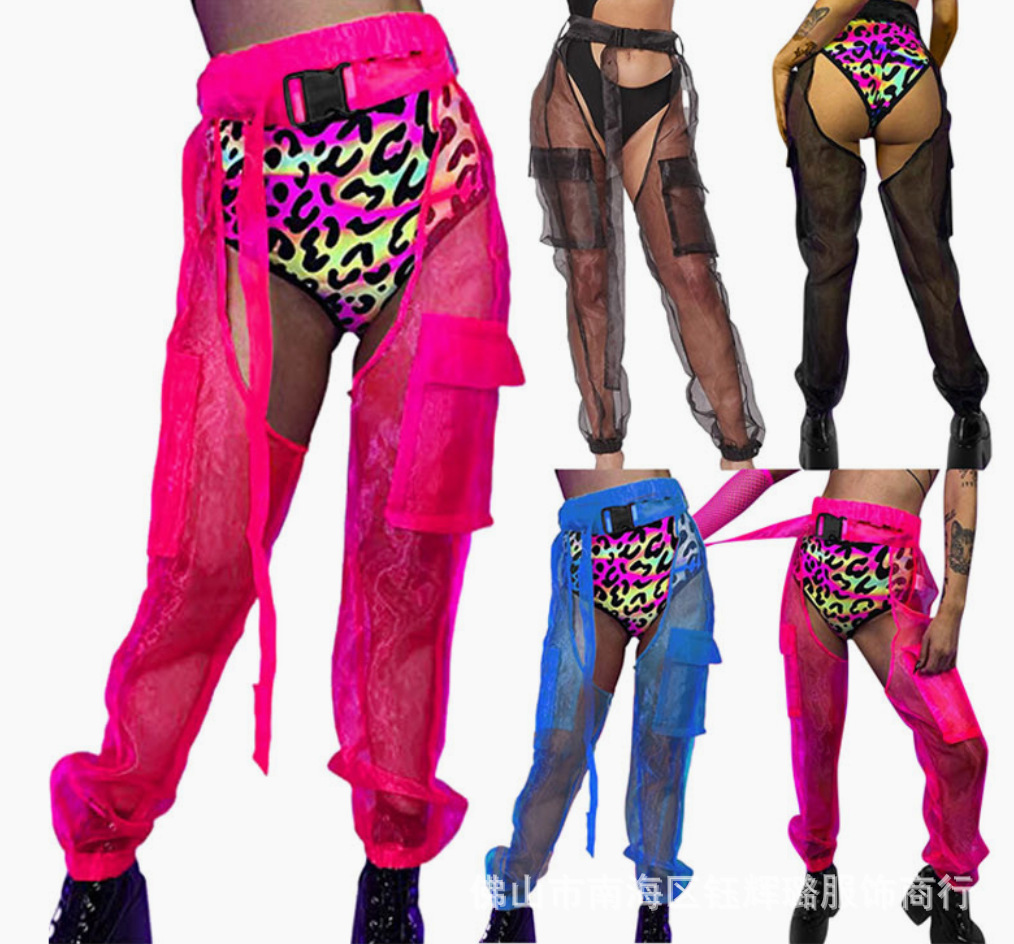 Women's Nightclub Locomotive Style Streetwear Transparent Skinny Pants Full Length Casual Pants display picture 4