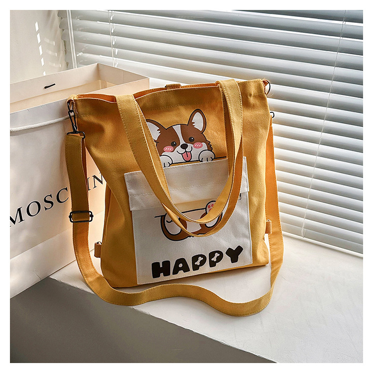 Women's Medium Canvas Animal Letter Basic Square Zipper Canvas Bag display picture 27