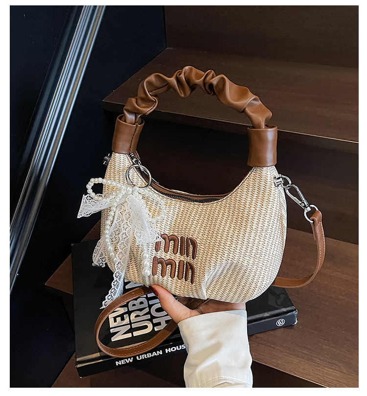 2025 Pleated handbag for Women's summer, a new niche design, trendy and fashionable, versatile woven single-shoulder crossbody bag full figure