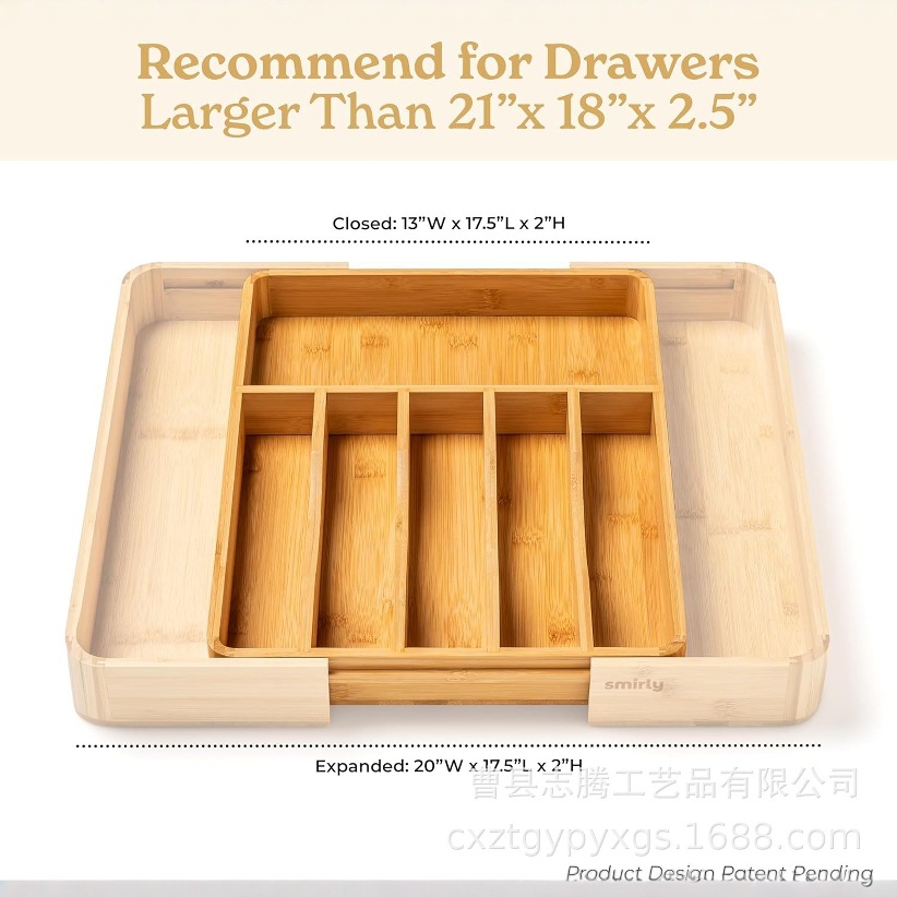 Caja de almacenamiento de cajón de cocina de bambú transfronterizo Caja de almacenamiento de vajilla de cajón de rejilla múltiple