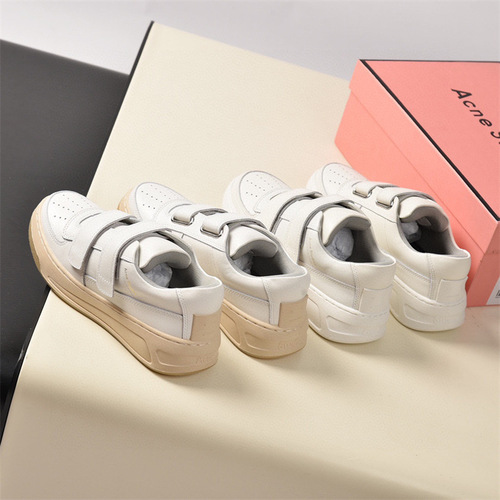  new style Ouyang Nana's favorite smiley face genuine leather thick-soled Velcro white sneakers for women, versatile trendy spring and autumn shoes