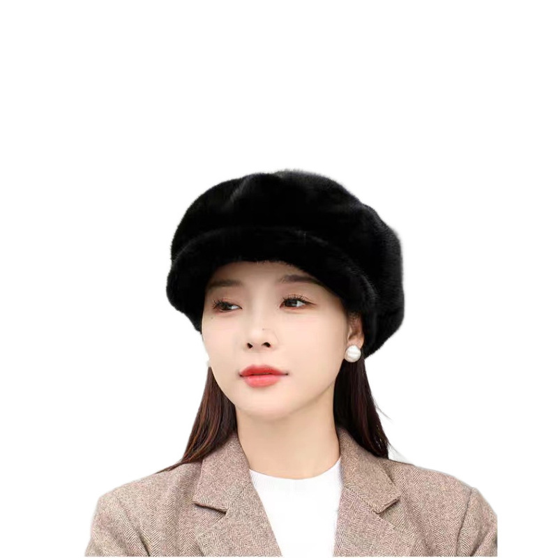 新款仿皮草云朵帽休闲时尚保暖女款防风毛绒女士贝雷帽子跨境货源|undefined
