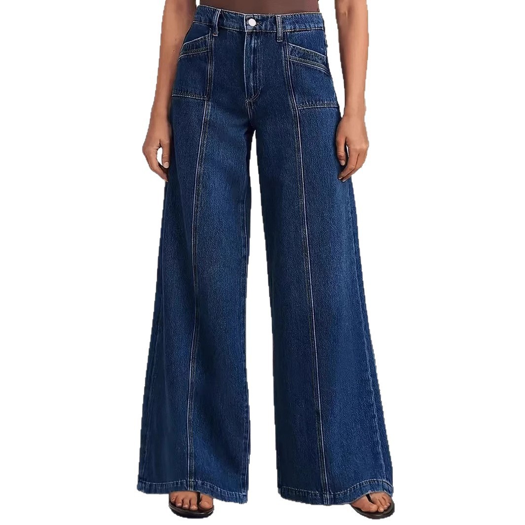 Jeans Rectos para Mujer de Mezclilla de Algodón Elásticos de Cintura Media para Uso Diario image 6