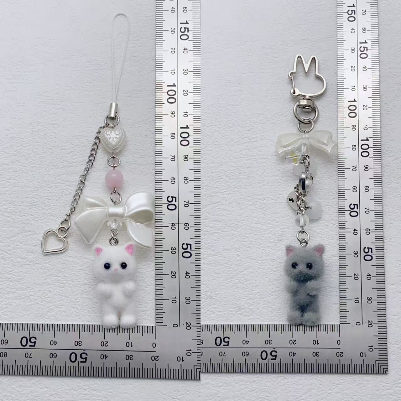 11g Weight 1 Piece Cute Bear Bow Knot Acrylic Alloy Flocking Unisex Bag Pendant Keychain