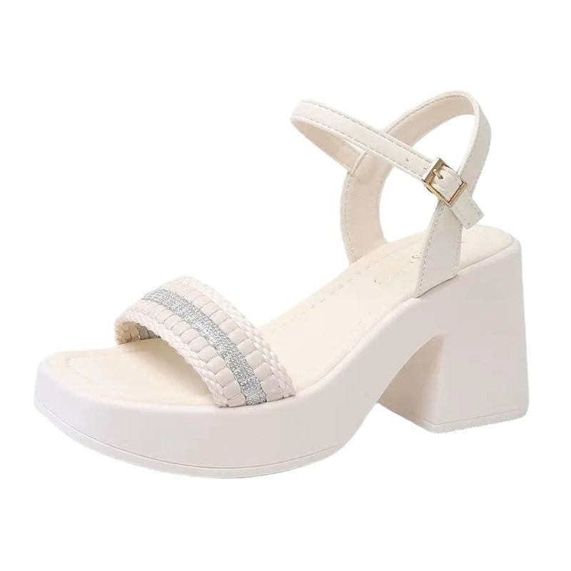 Red popularidad explosiva con falda de tacones altos sandalias de tacones gruesos para mujeres 2026 nuevo verano dulce mujer no cansada zapatos de pies para mujeres