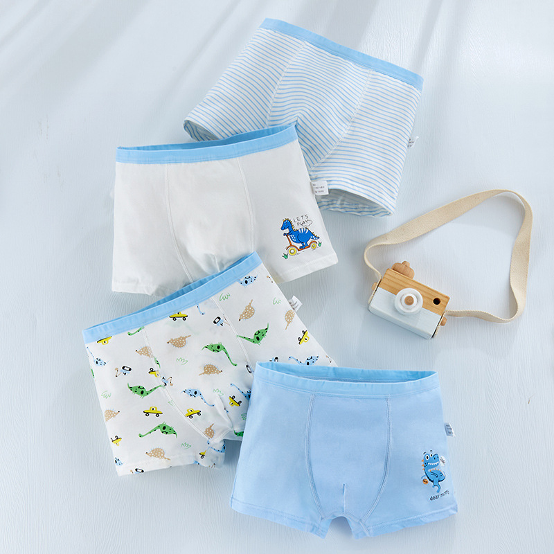 Wholesale New Children's Underwear Boys' Combed Cotton Boxer Baby Little Boy Medium and Large Children's Boxer Shorts