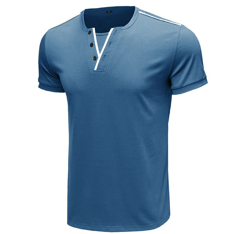 T-shirt uomo scollo a v maniche corte stile casual estivo_voghion.com