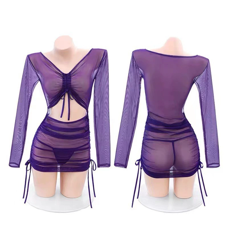 Комплект бюстье с кружевной поддержкой, бюстгальтер-лиф Purple Lace с подвязками и чулками, one size