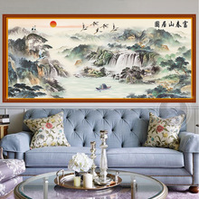 5d魔方钻石画满钻新款山水画圆钻点钻十字绣客厅富春山居图AL1260