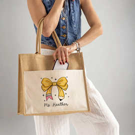 跨境专供环保帆布麻布手提袋 可印LOGO广告购物袋