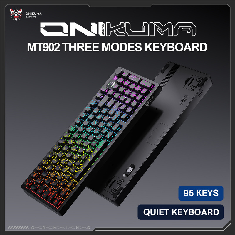Onikuma Mt902 Three-Mode Wireless Rgb Membrane Keyboard 95-Key Silent Gaming Keyboard with Knob