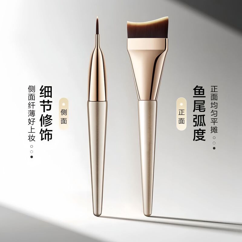 [light fishtail foundation brush] do not eat powder flat head oblique crescent novice seamless concealer flat head liquid foundation brush