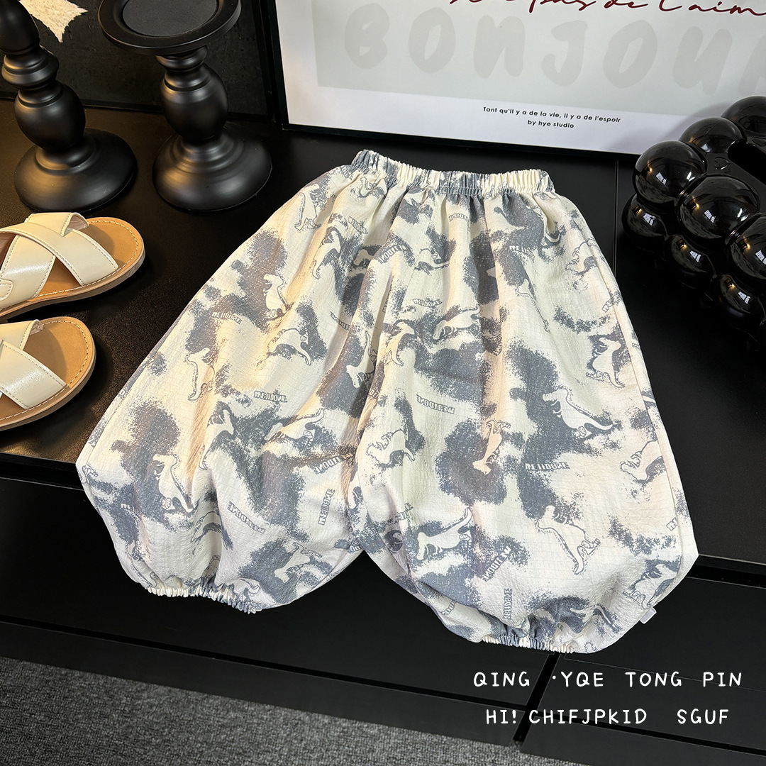 2025 New National Style Summer Children's Anti-mosquito Pants Men's and Women's Treasure Casual Western Style Loose Comfortable Children's Leg Trendy Trendy Pants