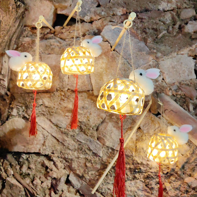 Lantern Mid-Autumn Festival Chaoshan Christmas Bamboo Weaving Rabbit Small Handmade DIY Material New Style Ancient Style Handheld Glowing Lantern