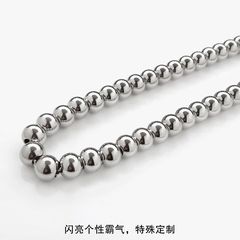 男性用ラウンドビーズネックレス、チタン鋼タイネックレス、ハンサムなチタン鋼ネックレス、男性用トレンディな仏ビーズチェーン、ステンレススチールビーズチェーン、色あせしません。