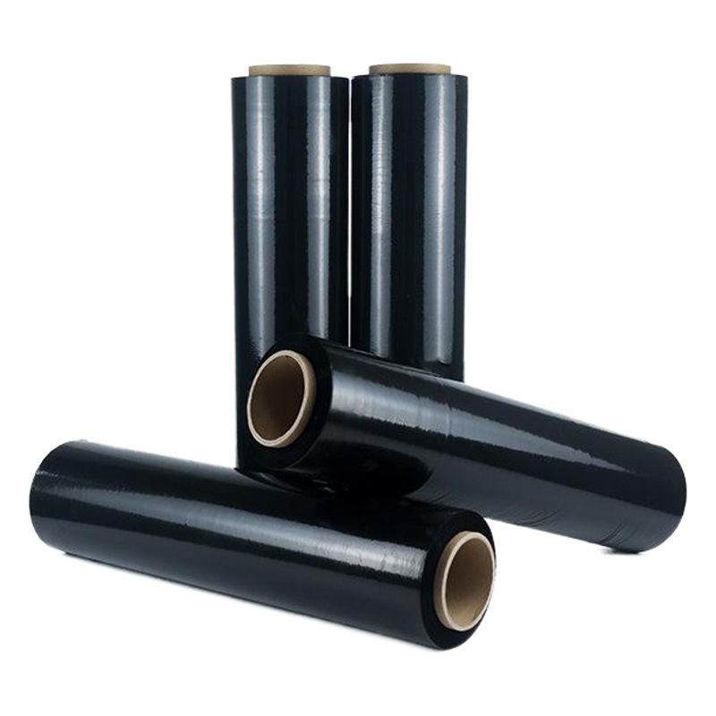 Película elástica negra de PE de 50 cm, película de embalaje para mudanzas, película autoadhesiva, película de envoltura, película de plástico negra, película de embalaje