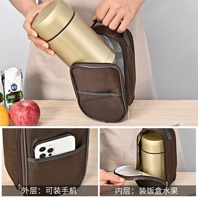Bolsa de almuerzo, bolsa de aislamiento térmico, bolsa de mano de bento, papel de aluminio grueso, bolsa de almuerzo impermeable especial para estudiantes de oficina con comida image 3