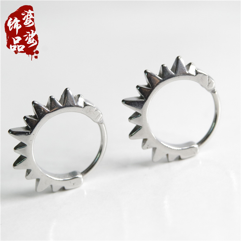 PS863 European and American Dark Series Retro Titanium Steel Cast Gear Men's and Women's Ear Ring Trendy Men's Accessories