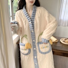 加厚珊瑚绒睡衣女士冬季可爱卡通2024年新款法兰绒学生家居服时尚
