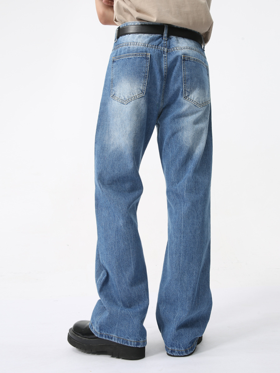 MTLCLOTHES Hombres| 2024 verano nuevo producto americano High Street Lightning Crack micro lavar la marea de jeans