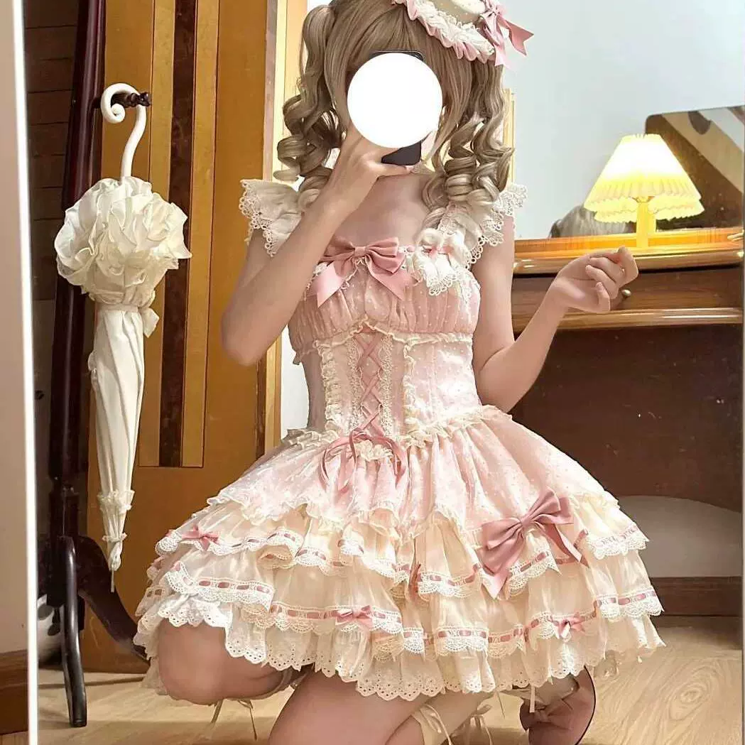 Lolita Butterfly Lolita балетный стиль платье Лолита jsk подтяжка розовый торт платье платье принцессы ко дню рождения
