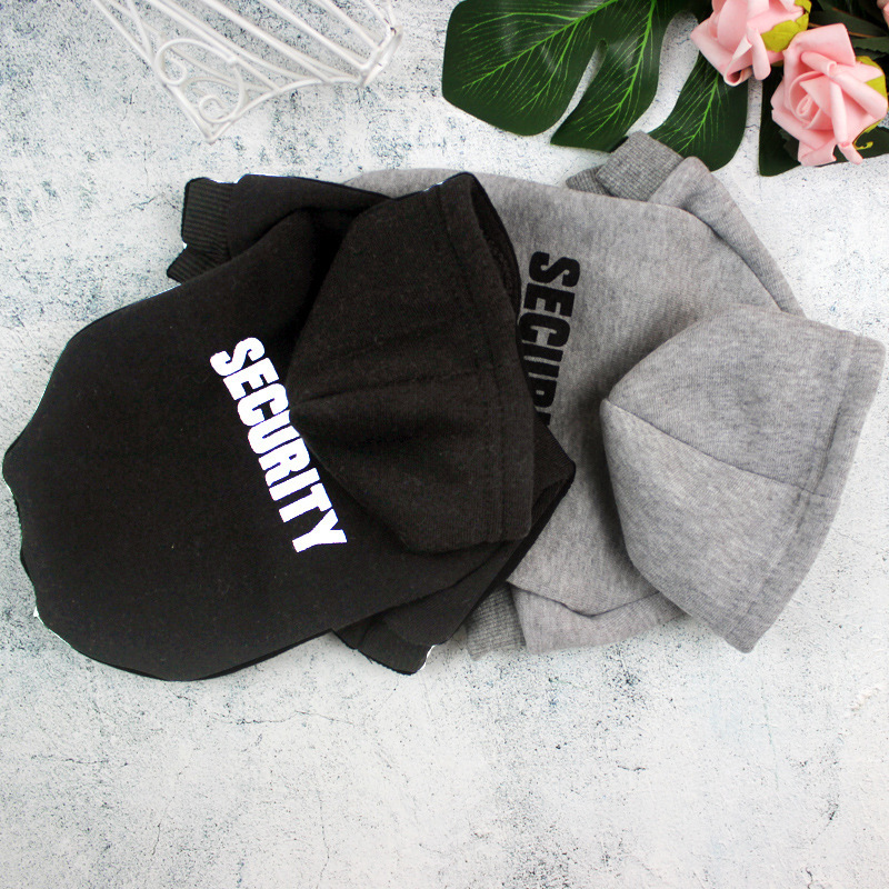 Pet Sweatshirt Black and Gray 2-Color Hooded Sweatshirt Security Lettering Cross-Border Spot Wholesale