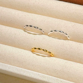 S925银七粒米开口戒指 复古镀金轻奢素银指环 高级感女士可调细戒
