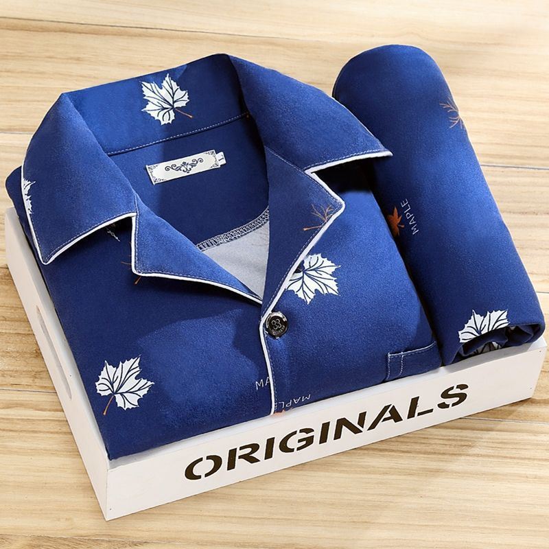 Pijamas de alta gama para hombres de manga larga de primavera y otoño 2022 nuevos hombres casuales jóvenes de mediana edad de verano traje transfronterizo para el hogar