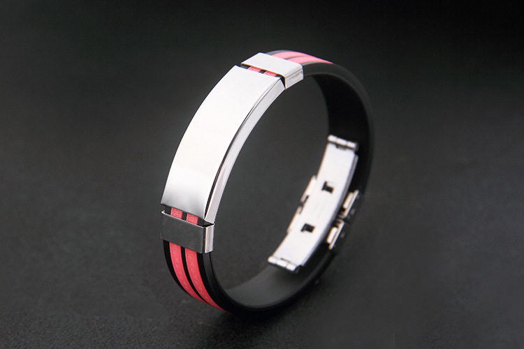 Personalidad de acero de titanio de Europa y América Gran Muralla pulsera de silicona de moda de hombre pulsera de acero inoxidable al por mayor fábrica directa