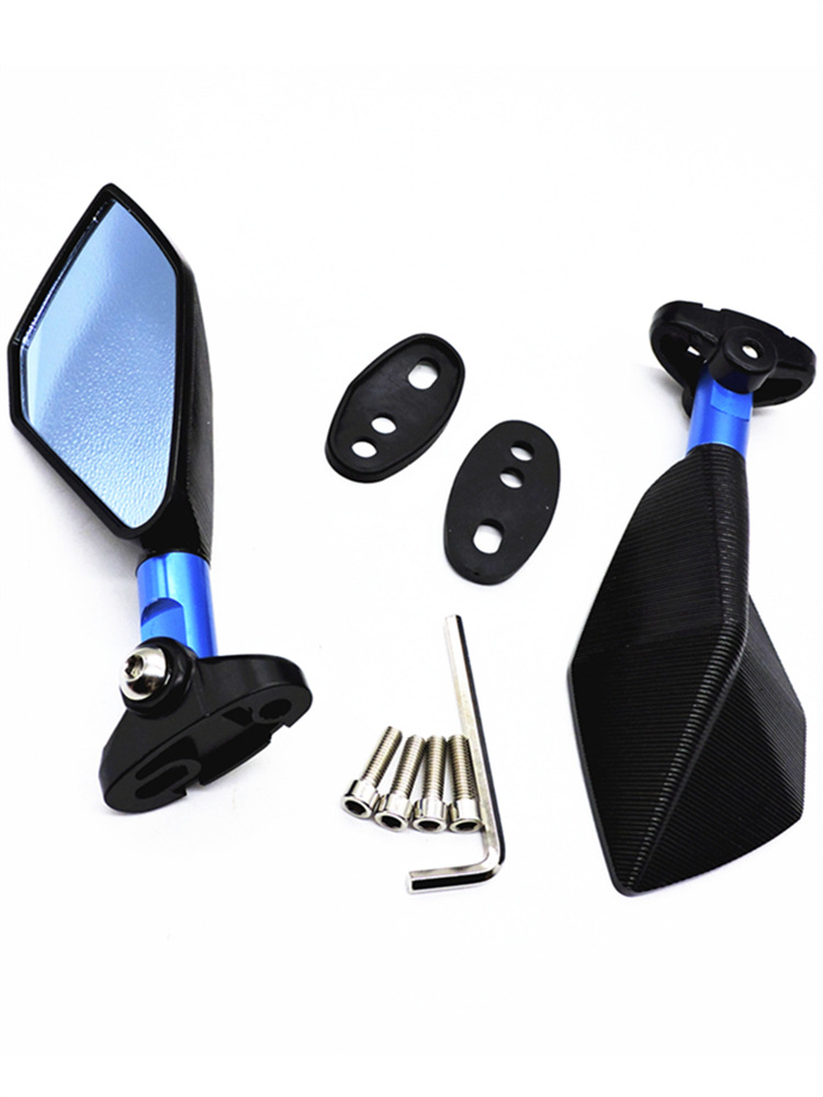 Universal for Suzuki, Yamaha, Ducati, Aluminum Motorcycle Rearview Mirror, Blue Glass Side Mirror