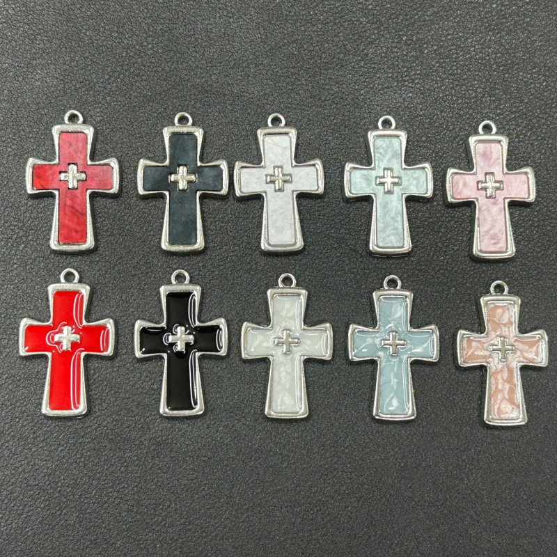 Acrylic/Drip Oil Cross Pendant DIY Necklace Bracelet Earrings Keychain Accessories Zinc Alloy Jewelry Accessories