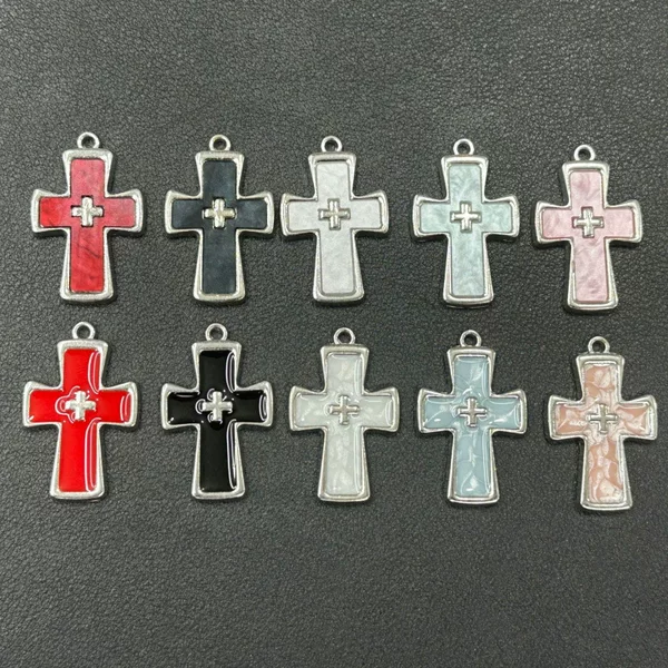 Acrylic/Drip Oil Cross Pendant DIY Necklace Bracelet Earrings Keychain Accessories Zinc Alloy Jewelry Accessories