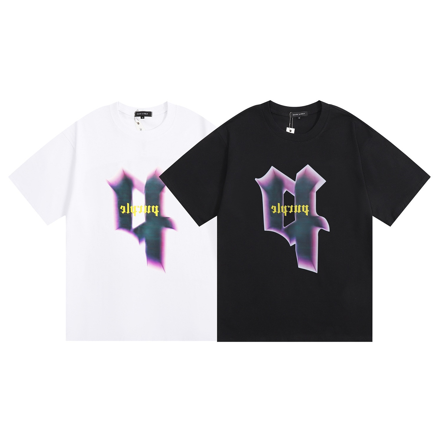 2024夏季同款美潮短袖purple字母印花休闲宽松型T恤男款