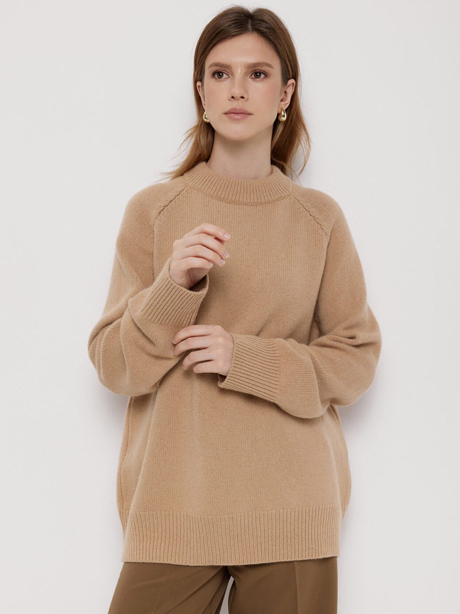 Suéter de cuello redondo transfronterizo para mujeres Europa y los Estados Unidos 2025 otoño y invierno suéter de lana de punto suelto suéter simple para mujeres