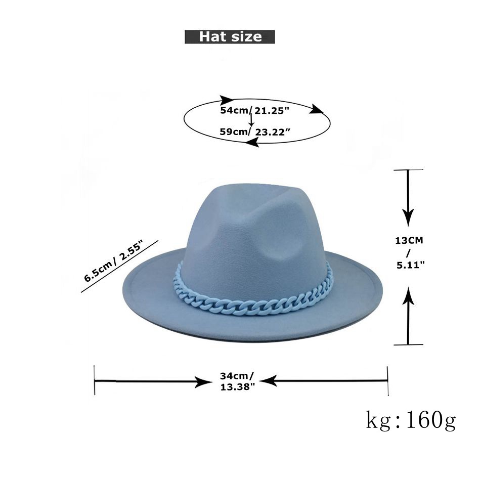 Comercio exterior transfronterizo engrosado padre-hijo Four Seasons Cadena naranja sombrero de lana cadena sombrero de fieltro de ala grande sombrero de copa plana