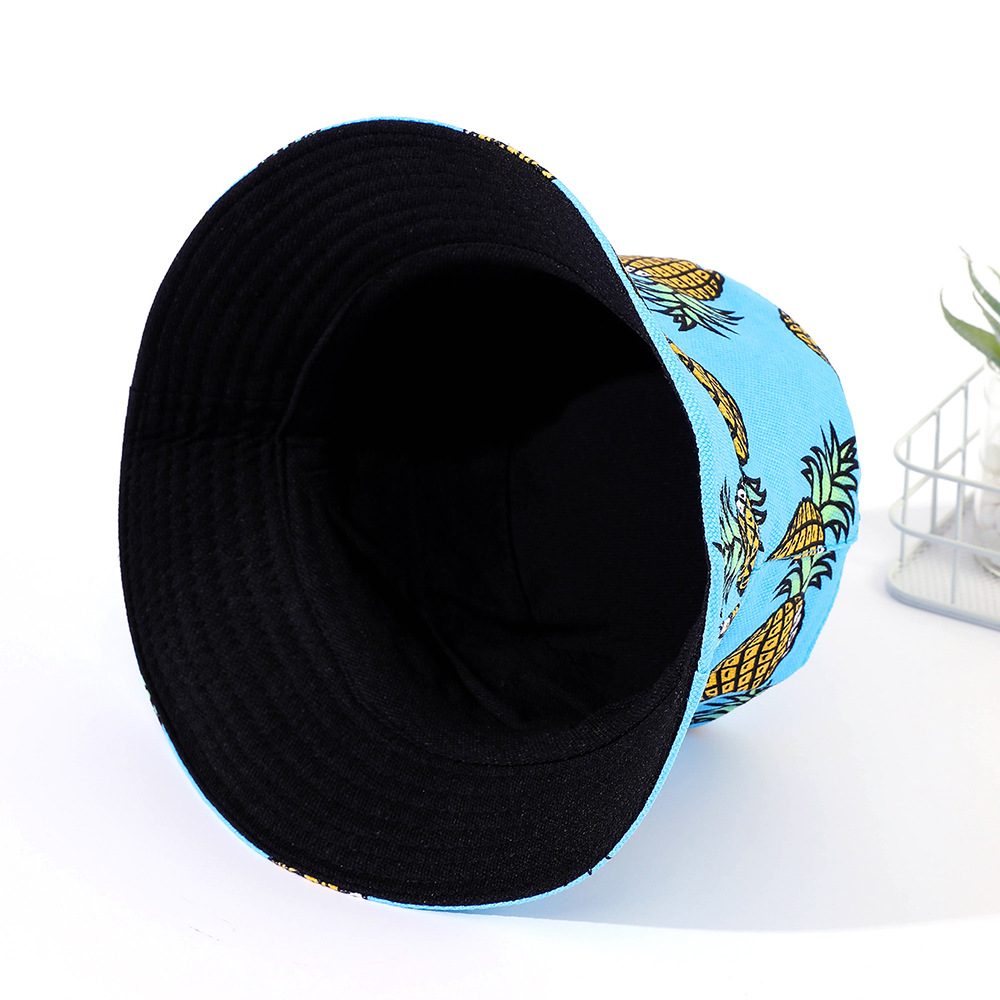 Sombrero de pescador adulto piña impresión plana superior sombrero de la cuenca ala grande protección solar sombrero de pescador