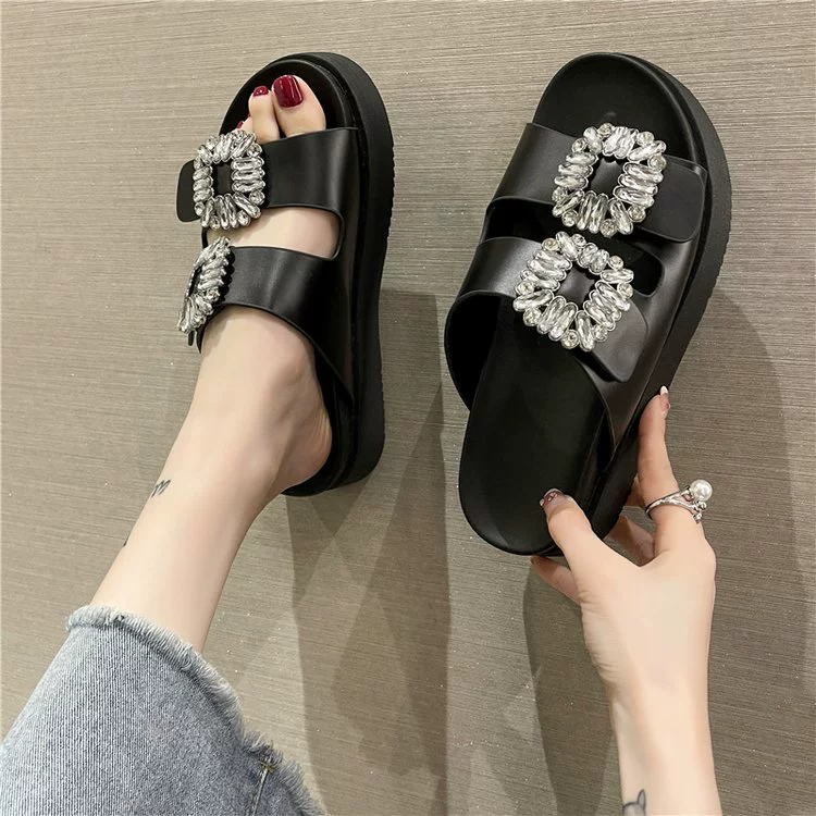Летняя пляжная слайд платформа для отдыха, шлепанцы, корейский стиль, двойная лямка