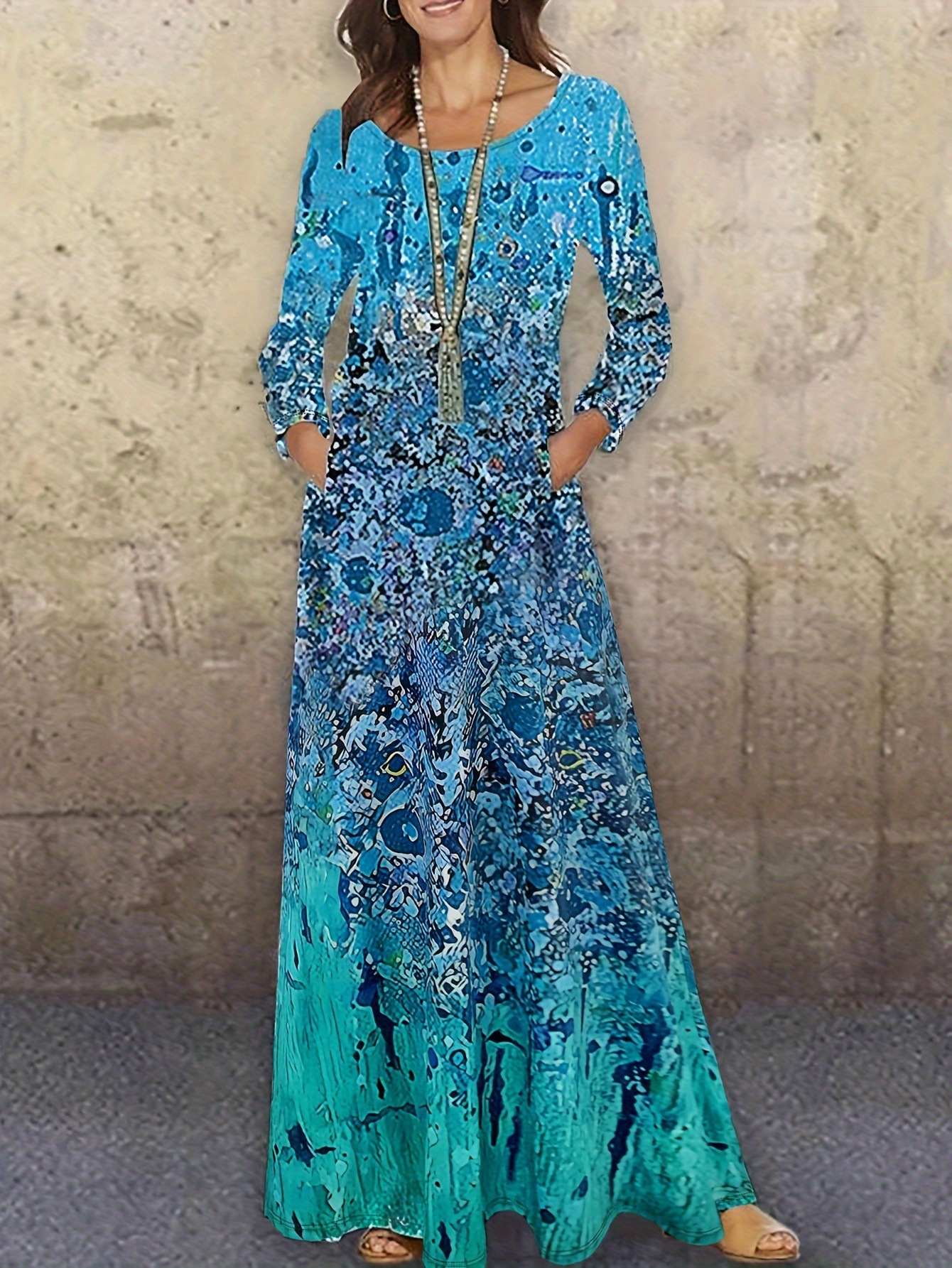 Women's Butterfly Pattern 3D Digital Bohemian Style Printed Party Elegant Long Dress 2025 Cross-Border_ecoleips.com